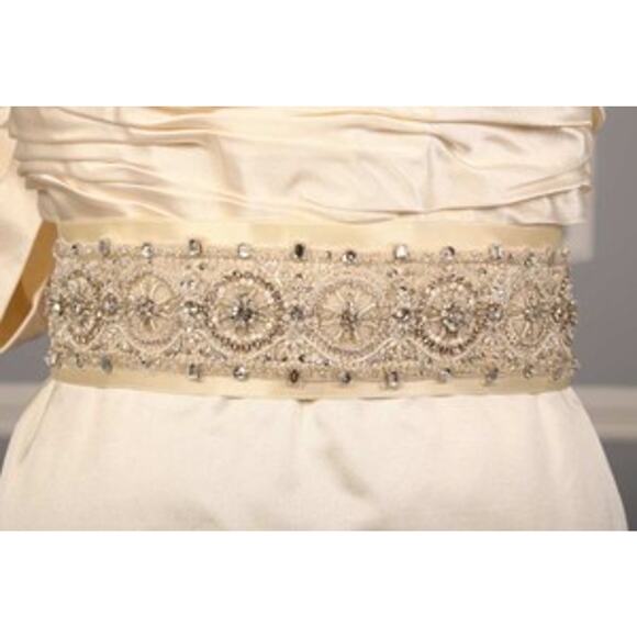 ANNE BARGE Bridal Sash Belt 571 B Ivory Embellished Beaded for Wedding Dress  - threedaughtersproperties.com